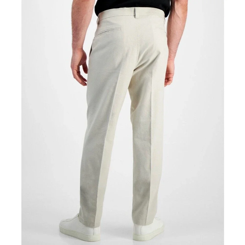 $95 NEW KENNETH COLE REACTION Mens 30x32 Beige Cotton/Linen Khaki/Chino Pants - Picture 5 of 10